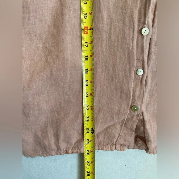 Saks Fifth Avenue Womens Button  Up Linen Cold Shoulder Blouse Blush Pink Sz L - Picture 11 of 11
